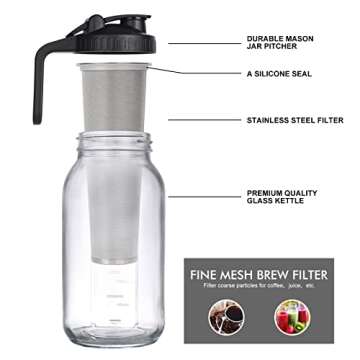 Durable 64 oz Cold Brew Mason Jar Coffee Maker