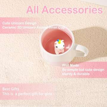 BigNoseDeer Cute Unicorn Ceramic Coffee Mug Animal Handmade Figurine Mugs,White Elephant Gifts for Adults,Cute Stuff Cool stuff Gag Gifts for Adults Unicorn Lovers Women Girls (Unicorn)