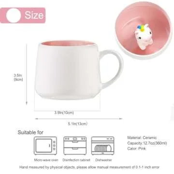 BigNoseDeer Cute Unicorn Ceramic Coffee Mug Animal Handmade Figurine Mugs,White Elephant Gifts for Adults,Cute Stuff Cool stuff Gag Gifts for Adults Unicorn Lovers Women Girls (Unicorn)