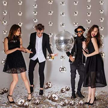 Sumind 8 Packs 4.9 ft Disco Ball Party Decorations Mini Disco Ball Ornaments Silver Hanging Ball Ref...