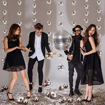 Sumind 8 Packs 4.9 ft Disco Ball Party Decorations Mini Disco Ball Ornaments Silver Hanging Ball Ref...