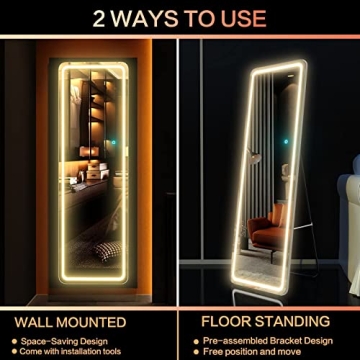 LVZORY 63" Full Length Mirror with Touch Control Lighting