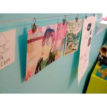 QQ-OUTLET WirePro Cable to Display Kids' Artwork, Perfect for Hanging Pictures Artwork Display Notes,Curtain Wire, Wall fixtures and Clips (1)