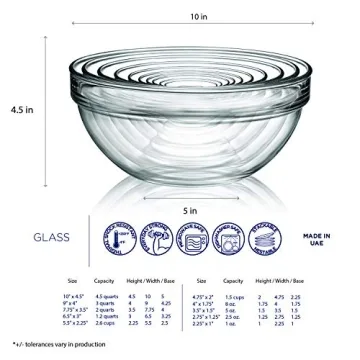 Luminarc Glass 10-Piece Set Stackable Bowl Set,Clear