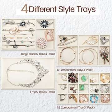 Stylish Kenning 16 Pcs Velvet Jewelry Organizer Set for Women