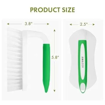 Amazer Scrub Brush for Cleaning Comfort Grip Shower Scrubber Stiff Bristles with Handle Heavy Duty Cleaner Brush for Tub Sink Carpet Floor - Pack of 2 (Green+Green)