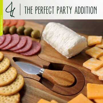 G Francis Acacia Cheese Board Set with Knives