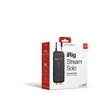 IK Multimedia iRig Stream SOLO audio interface for iOS & Android devices, iPhone, iPad, with 1/8" TRRS jack & 2 RCA, connects directly to mixers & Dj decks
