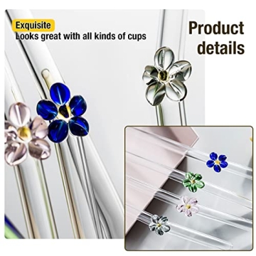 Reusable Floral Glass Straws for Stylish Sipping
