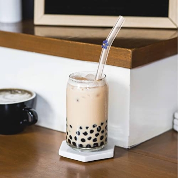 Reusable Floral Glass Straws for Stylish Sipping