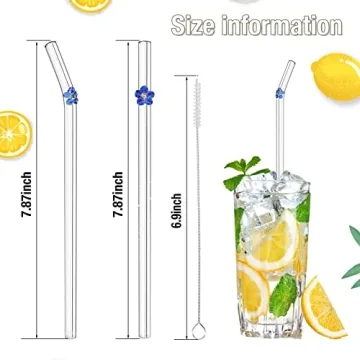 Reusable Floral Glass Straws for Stylish Sipping
