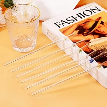 Reusable Floral Glass Straws for Stylish Sipping