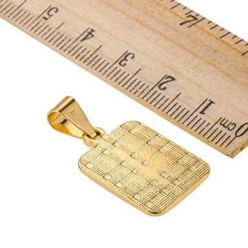 Hermah Gold Plated Charm Pendant Initital Capital Letter E Mens Womens Pendant Square Charm Fashion