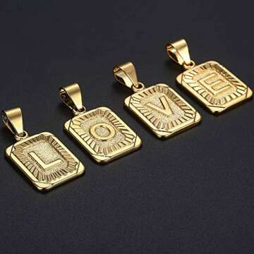 Hermah Gold Plated Charm Pendant Initital Capital Letter E Mens Womens Pendant Square Charm Fashion