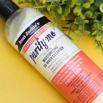 Aunt Jackie's Flaxseed Recipes Purify Me Frizz-Fighting Moisturizing Co-Wash Hair Cleanser for Chronically Dry Hair and Protective Styling, 12 Fl Oz