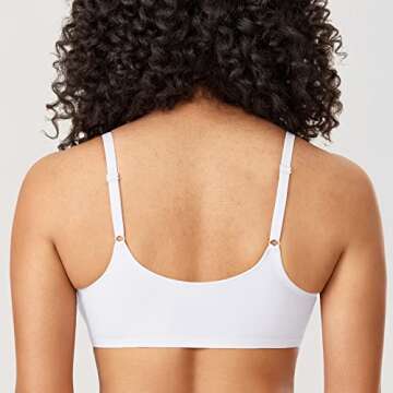 DELIMIRA Women's Front Closure Bras Seamless Plus Size Plunge Underwire Unlined Comfortable Bra White 36DD