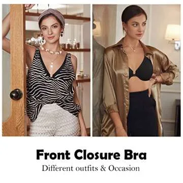 DELIMIRA Women's Front Closure Bras Seamless Plus Size Plunge Underwire Unlined Comfortable Bra White 36DD