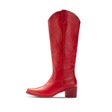 IUV Cowboy Boots For Women Pointy Toe Women's Western Boots Cowgirl Knee High Boots