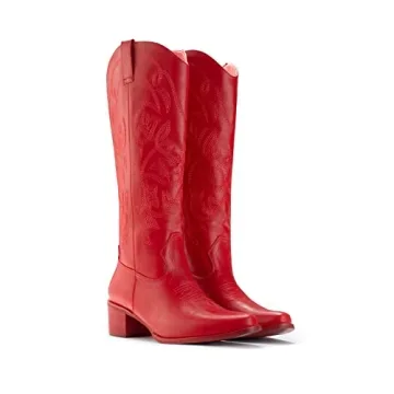 IUV Cowboy Boots For Women Pointy Toe Women's Western Boots Cowgirl Knee High Boots