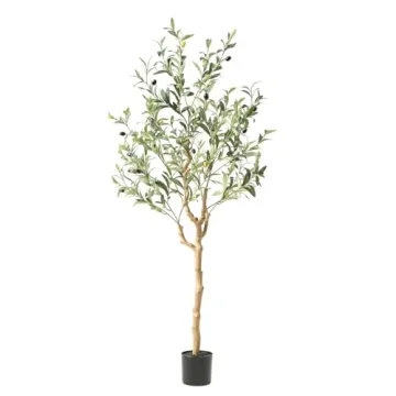 Nafresh Tall Faux Olive Tree - 4Ft Realistic Textured Silk Artificial Tree for Indoor Outdoor Decor