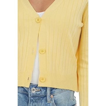 Lacozy Women Lightweight V Neck Cardigan in Yellow - Stylish & Comfortable