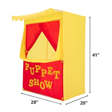 Alvantor Lemonade Stand Puppet Show Theater Pretend Playhouse Play Tent Kids on Stage Doorway Table Top Sets for Toddlers Curtain Fordable Rods Children Dramatic Furniture, 28"X20"X41"H, Yellow,8032
