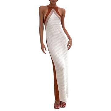 Fabumily Sexy Knit Bodycon Dress - Y2K Summer Beach Apricot Must-Have