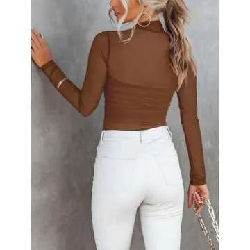 Stylish Mock Neck Long Sleeve Bodysuit for Women