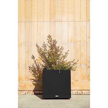 Veradek Block Series Cube Plastic Planter - Large Square Planter for Indoor or Outdoor Patio/Garden | Durable All-Weather Use with Drainage Holes | Modern Décor for Tall Plants, Trees, Flowers