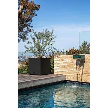 Veradek Block Series Cube Plastic Planter - Large Square Planter for Indoor or Outdoor Patio/Garden | Durable All-Weather Use with Drainage Holes | Modern Décor for Tall Plants, Trees, Flowers
