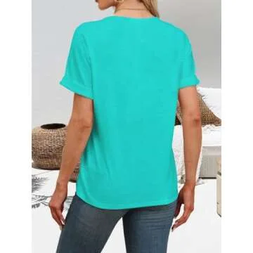 EyMuse T Shirts Short Sleeve V Neck Tees Womens Fashion Tops Trendy Lightweight Soft 2025 Casual Sum...