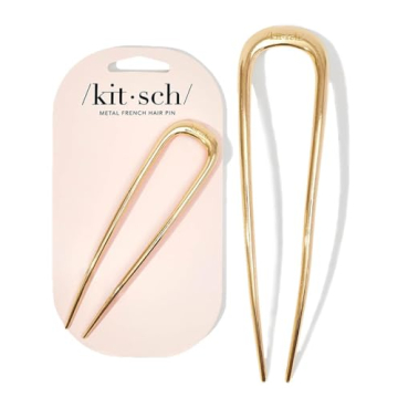 Kitsch Metal French Hair Pins for Women, Gold French Pins for Thick Hair, U Shaped Hair Pins, Metal Hair Pin for All Hair Types, Hair Sticks for Buns, French Twist Hair Pin, Hair Fork - 1pc Gold