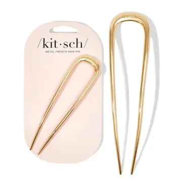 Kitsch Metal French Hair Pins for Women, Gold French Pins for Thick Hair, U Shaped Hair Pins, Metal Hair Pin for All Hair Types, Hair Sticks for Buns, French Twist Hair Pin, Hair Fork - 1pc Gold