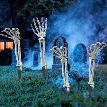 AISENO 6PC Realistic Skeleton Arm Stakes Halloween Decorations for Lawn Stakes Garden Groundbreaker Halloween Skeleton Decoration