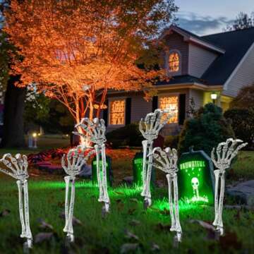 AISENO 6PC Realistic Skeleton Arm Stakes Halloween Decorations for Lawn Stakes Garden Groundbreaker Halloween Skeleton Decoration