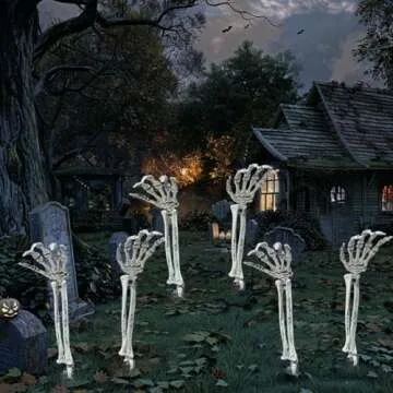 AISENO 6PC Realistic Skeleton Arm Stakes Halloween Decorations for Lawn Stakes Garden Groundbreaker Halloween Skeleton Decoration