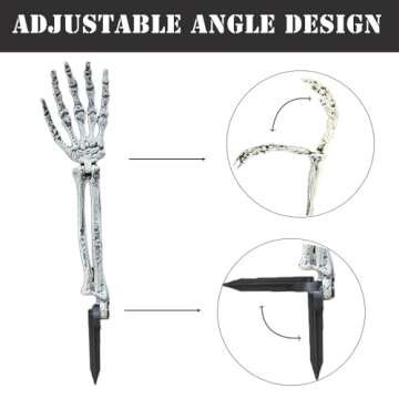 AISENO 6PC Realistic Skeleton Arm Stakes Halloween Decorations for Lawn Stakes Garden Groundbreaker Halloween Skeleton Decoration