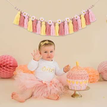Daisy Highchair Garland for First Birthday Celebrations