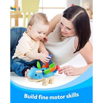 Coogam Dinosaur Fine Motor Skills Toy, The Ankylosaurus Toys 13 Pcs, Sorting Stacking Dinosaur Color...