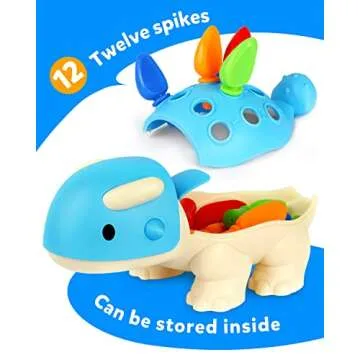 Coogam Dinosaur Fine Motor Skills Toy, The Ankylosaurus Toys 13 Pcs, Sorting Stacking Dinosaur Color Recognition Montessori Educational Gift Game for Year Toddler