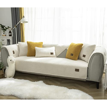 Stylish Sherpa Fleece Sofa Cover | Non-Slip & Soft Protection