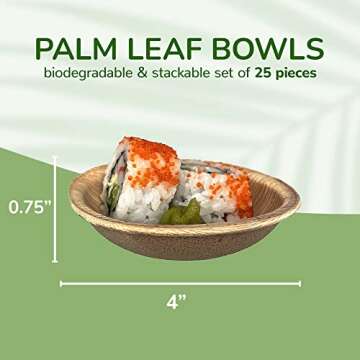 Palm Leaf Plates - Environmentally Disposable Tableware | 25 pieces | 4 Inches Round | Bamboo Style ...