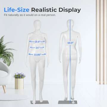 SereneLife 68.9" Tall Full-Body Female Mannequin with Adjustable Head, Flexible Limbs and Detachable...