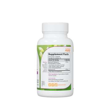 Berberine with Clinically Evaluated Berbevis, Metabolism and Glucos Support Formula, 60 Capsules.