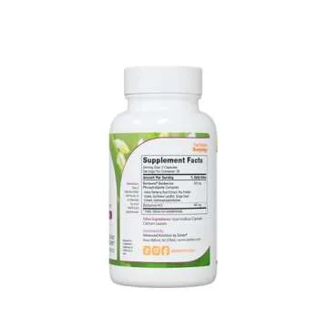 Berberine with Clinically Evaluated Berbevis, Metabolism and Glucos Support Formula, 60 Capsules.