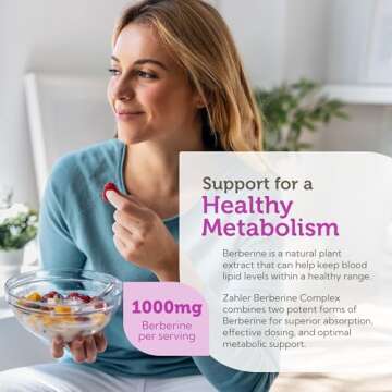 Berberine with Clinically Evaluated Berbevis, Metabolism and Glucos Support Formula, 60 Capsules.