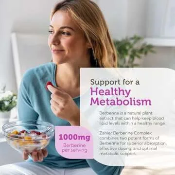 Berberine with Clinically Evaluated Berbevis, Metabolism and Glucos Support Formula, 60 Capsules.