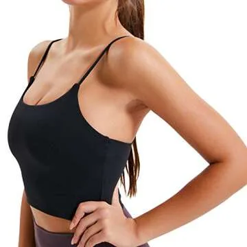 sportsnew Women Yoga Tank Tops Padded Sports Bra Workout Fitness Running Crop Top Black, Medium