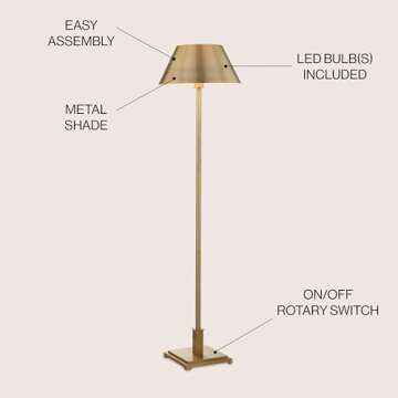 JONATHAN Y Roxy 60" Metal LED Floor Lamp - Contemporary Brushed Brass Design for Home & Office
