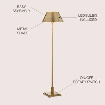 JONATHAN Y Roxy 60" Metal LED Floor Lamp - Contemporary Brushed Brass Design for Home & Office